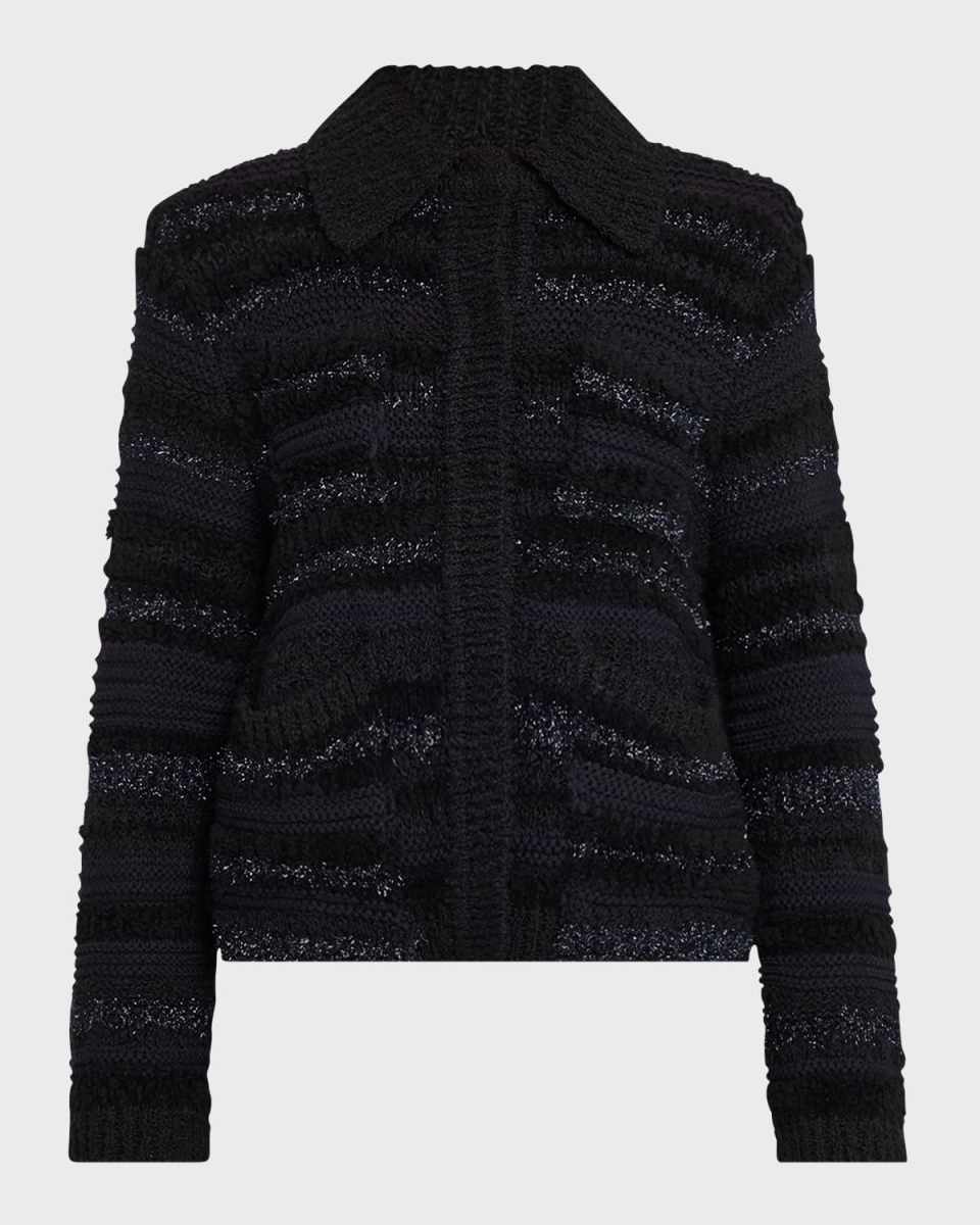 Bold Structure Shimmer Knit Cardigan